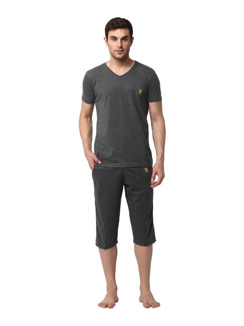 vimal jonney dark grey t-shirt & capris