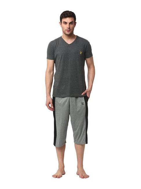 vimal jonney dark grey t-shirt & capris