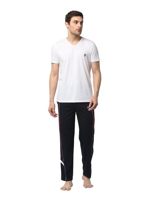 vimal jonney white & navy t-shirt & trackpants