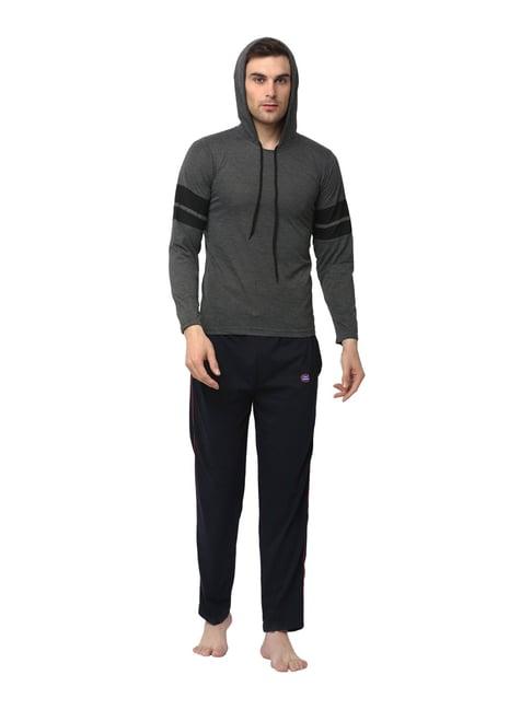 vimal jonney dark grey & navy t-shirt & trackpants