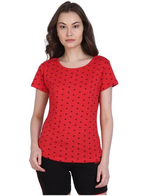 neva red cotton printed top