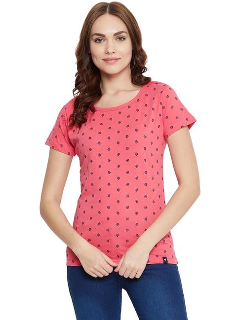 neva coral cotton floral print top