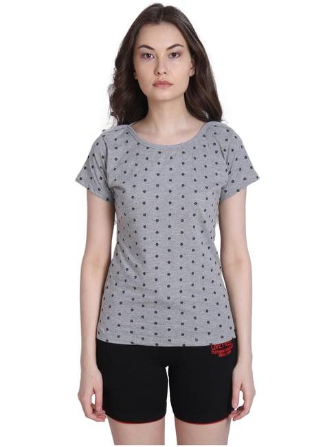 neva grey cotton printed t-shirt