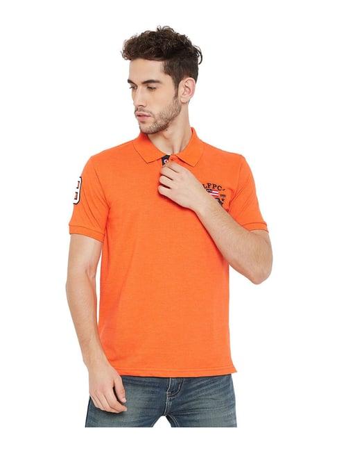 neva orange cotton regular fit polo t-shirt