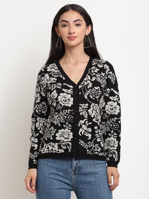 global republic black self design cardigan