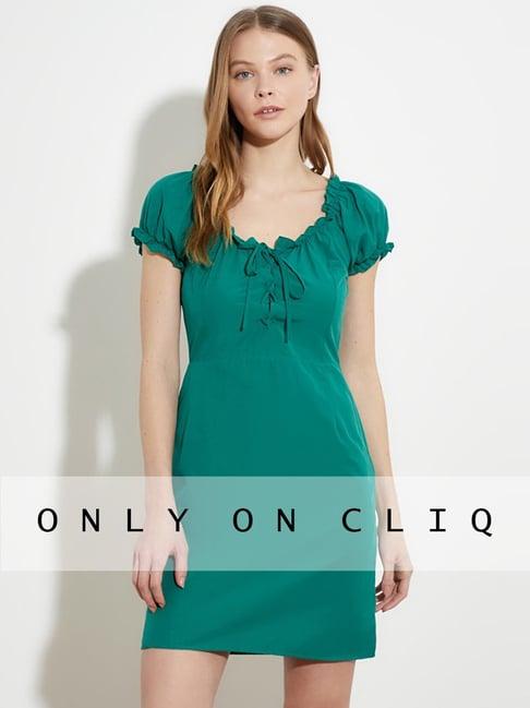 trendyol green a-line dress