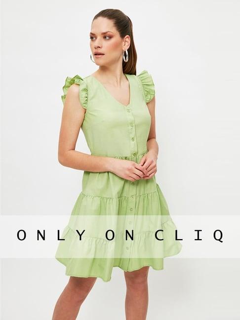 trendyol green a-line dress