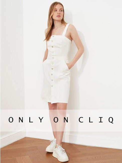 trendyol white cotton a-line dress