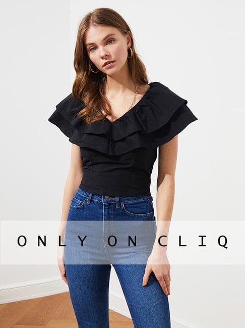 trendyol black regular fit top