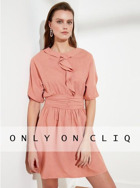 trendyol pink a-line dress