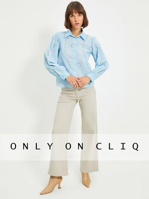 trendyol blue cotton shirt