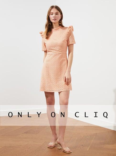 trendyol pink cotton a-line dress