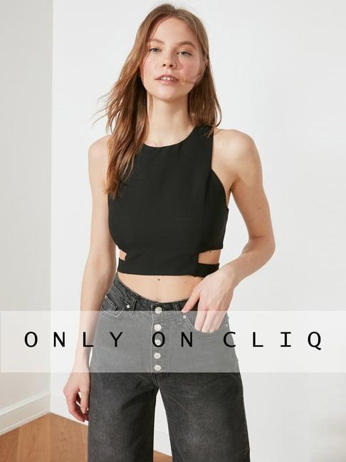 trendyol black regular fit top