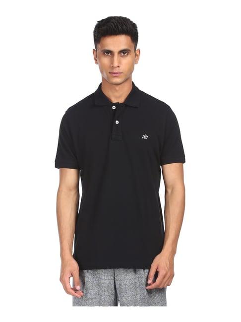 aeropostale black cotton regular fit polo t-shirt