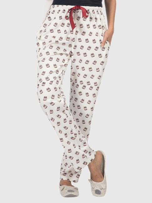 nite flite white print track pants