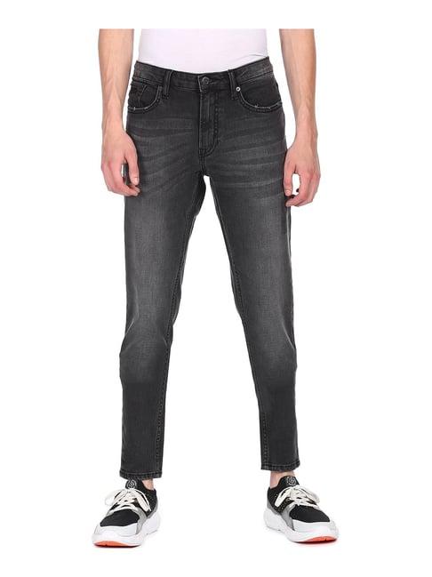 aeropostale black skinny fit lightly washed jeans - flexi collection