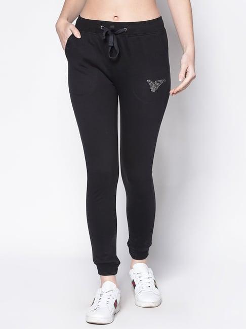 sera black cotton embellished trackpants