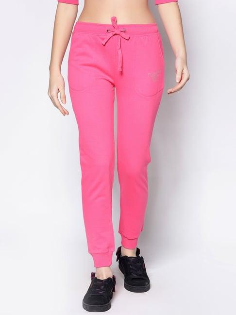 sera pink cotton embellished trackpants