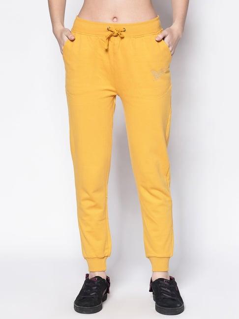 sera yellow cotton embellished trackpants