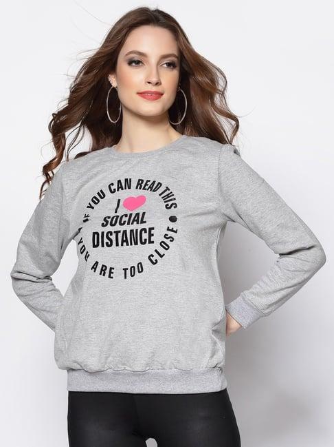 sera grey cotton printed sweatshirt