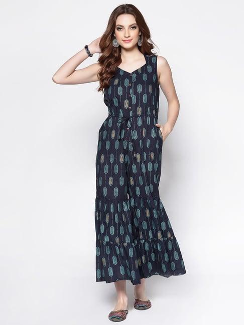 sera navy cotton printed jumpsuit