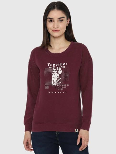 allen solly maroon graphic print sweatshirt