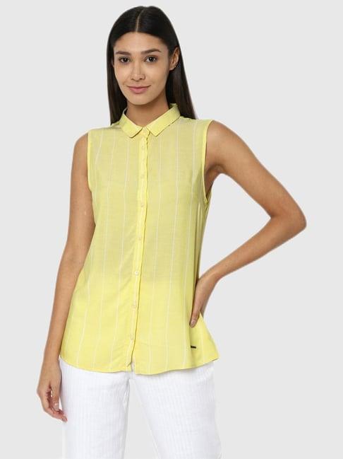 allen solly yellow stripes print top