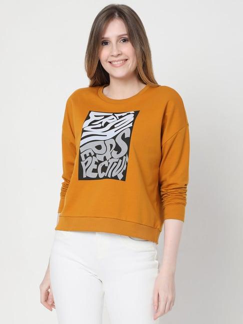 vero moda mustard graphic print sweatshirt