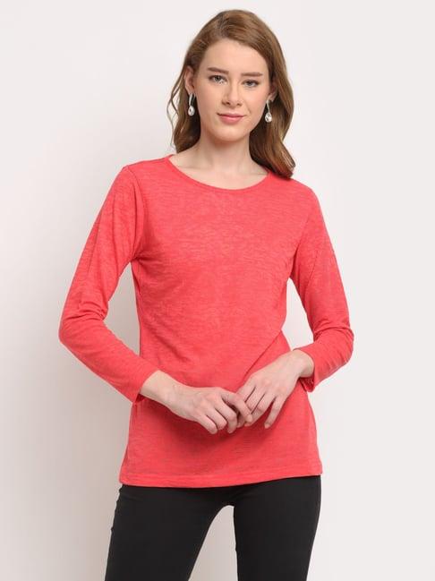 crozo by cantabil coral round neck top