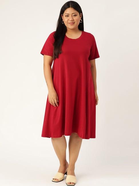 therebelinme red cotton a-line dress