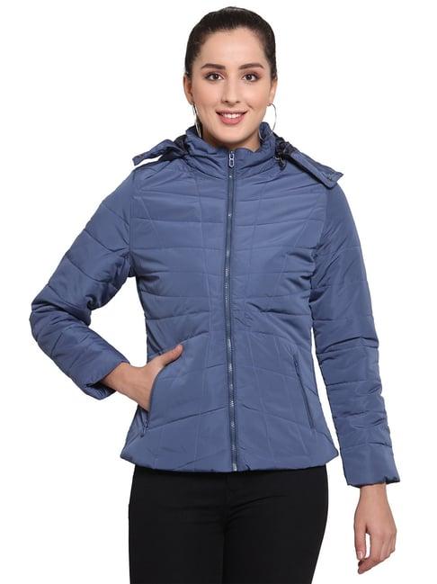 juelle blue full sleeves hooded jacket