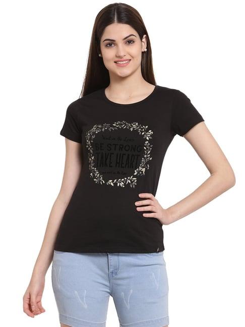 juelle black printed crew t-shirt