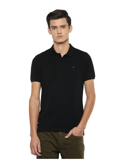 louis philippe sport black cotton slim fit polo t-shirt