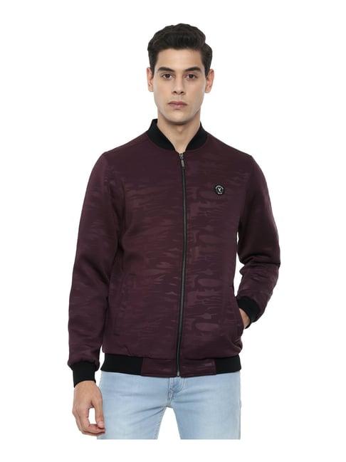 v dot maroon slim fit camouflage jacket