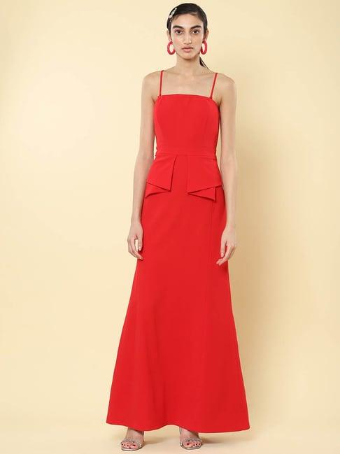 label ritu kumar red solid dress