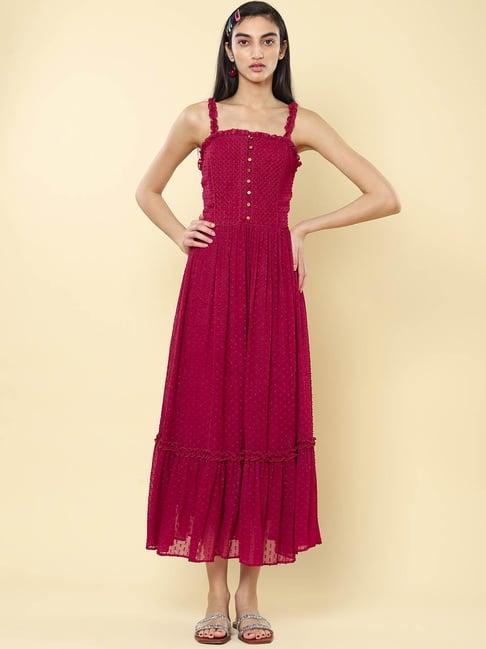 label ritu kumar wine self desing dress