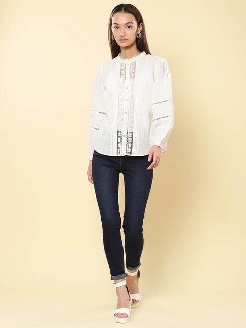 label ritu kumar white embroidered top