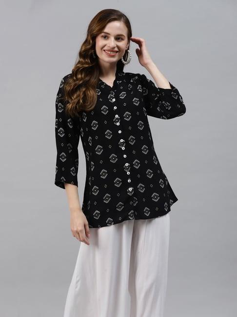 ayaany black printed top