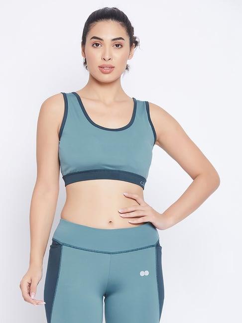 clovia blue non wired padded sports bra