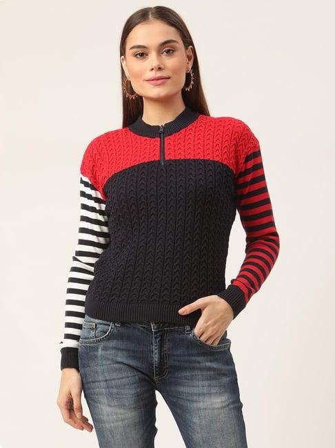 elle multicolor round neck sweater