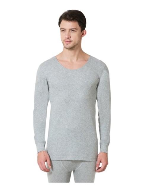 van heusen skinny fit warmtech anti bacterial solid thermal top - grey melange