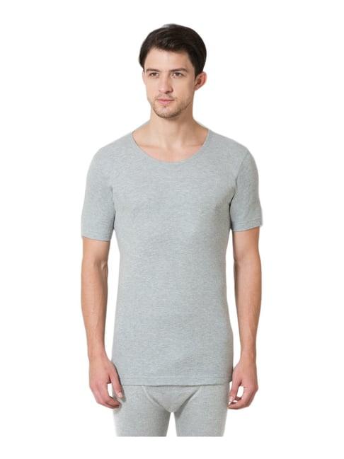 van heusen skinny fit warmtech anti bacterial solid thermal top - grey melange