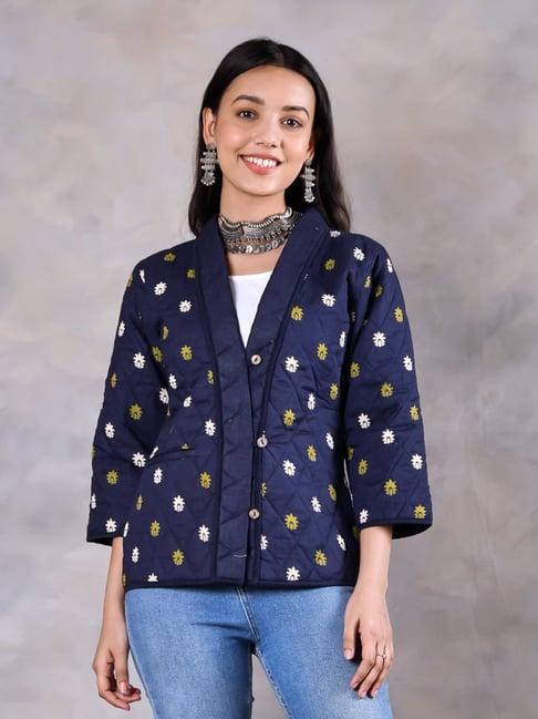 rustorange blue printed jacket