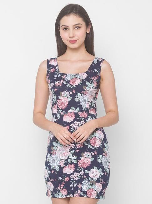 globus navy & white printed a-line dress