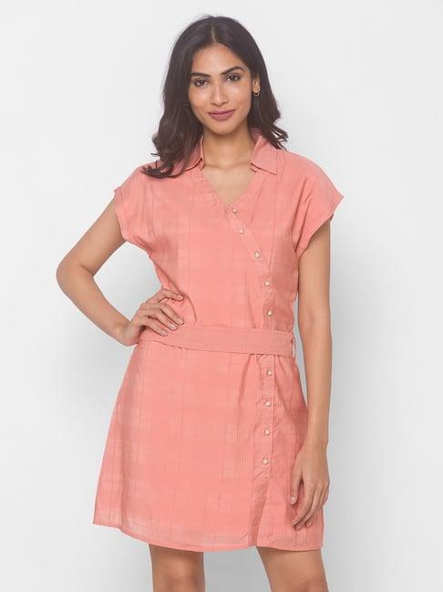 globus peach regular fit a-line dress