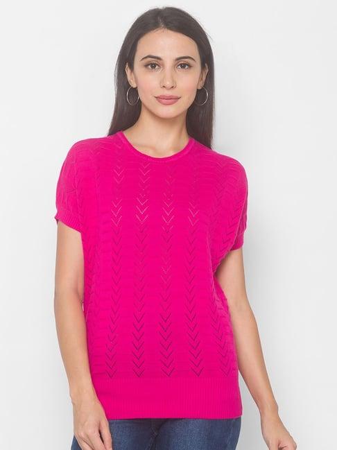 globus pink cotton embroidered top