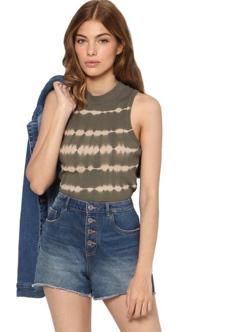 only olive printed crop top