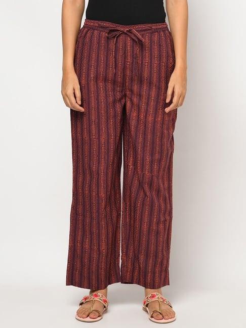 fabindia purple cotton printed pants