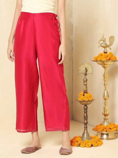 fabindia pink mid rise palazzos