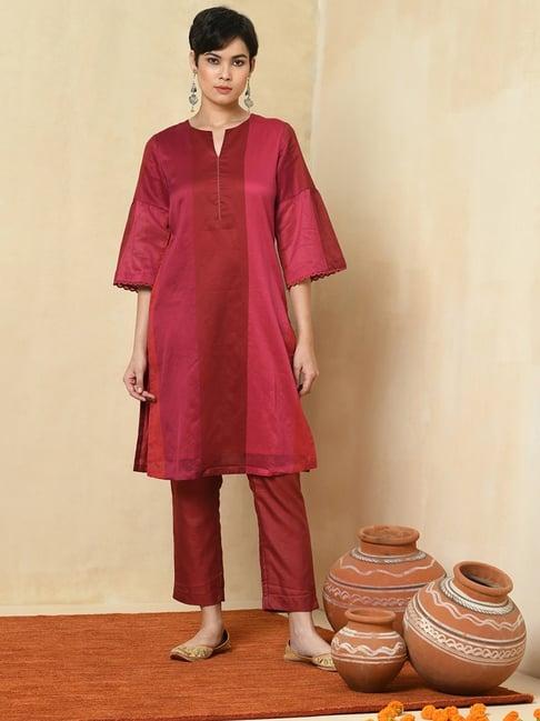 fabindia red straight kurta